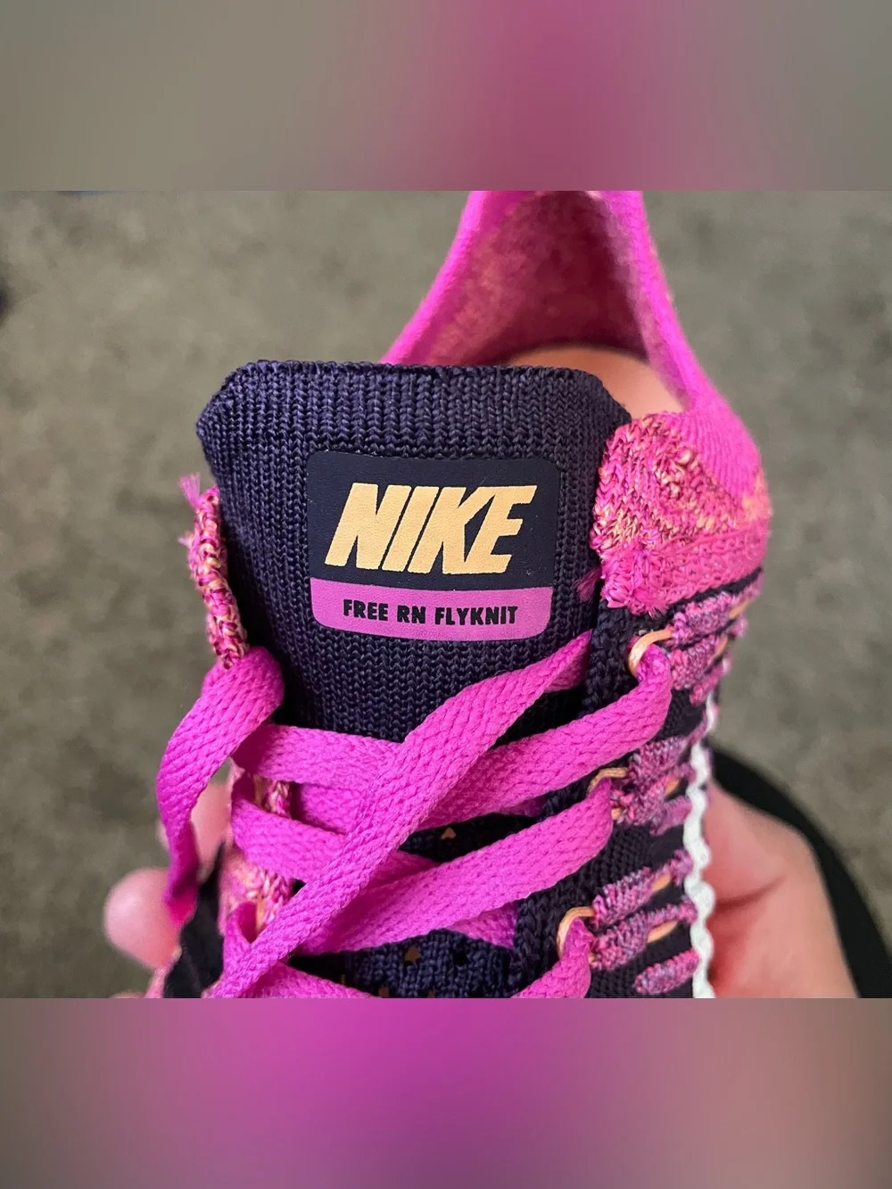 Nike Free RN Flyknit 2016 Kids Size 6.5Y / Womens 8 Pink Purple Running Shoes